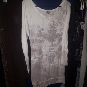 White/Light Grey Guess Tunic Shirt/Dress